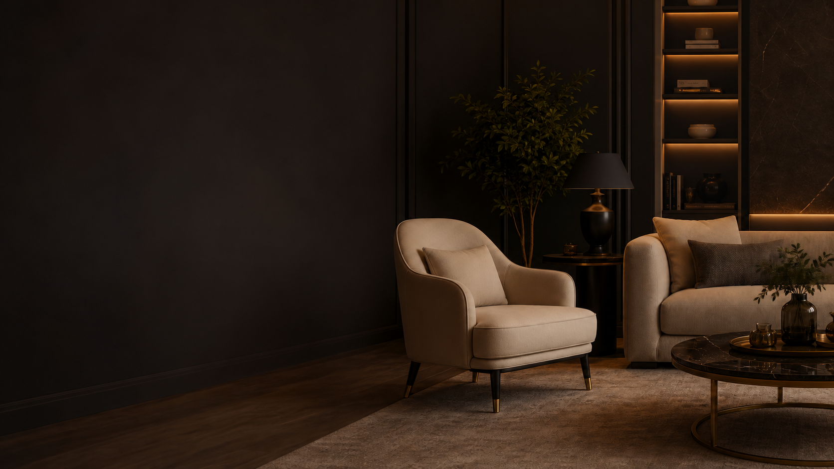Elegancki, czysty salon LuxenVelle